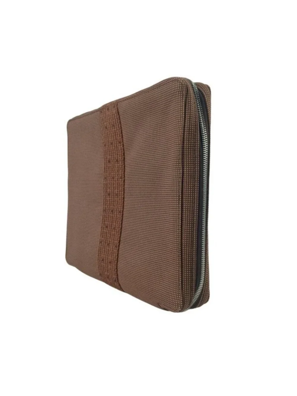 Hermes Clutch Her Line Multi Case Brown Canvas Zip Around